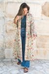 Womens, Tula Coat, full sleeve, 100% cotton, hand block print. In sepia floral - Rumi print.