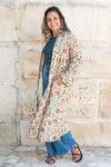 Womens, Tula Coat, full sleeve, 100% cotton, hand block print. In sepia floral - Rumi print.