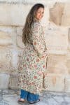 Womens, Tula Coat, full sleeve, 100% cotton, hand block print. In sepia floral - Rumi print.