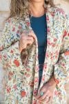 Womens, Tula Coat, full sleeve, 100% cotton, hand block print. In sepia floral - Rumi print.