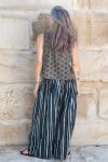 Womens, Lola blouse, sleevesless, & Apanna Pants, 100% cotton, hand block print. In Dandelion & Indigo Terra print