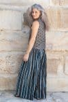 Womens, Lola blouse, sleevesless, & Apanna Pants, 100% cotton, hand block print. In Dandelion & Indigo Terra print