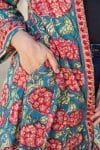Womens, Tula Coat, full sleeve, 100% cotton, hand block print. In vibrant turquoise & coral hydrangea print - Bellisse