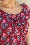 Womens, Sundra blouse, cap sleeves, 100% cotton, hand block print. In vibrant red - Ruby Veda
