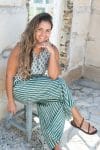 Womens, Florentis Culottes, 100% cotton, hand block prints, in green stripes - Verdara