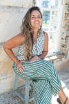 Womens, Florentis Culottes, 100% cotton, hand block prints, in green stripes - Verdara