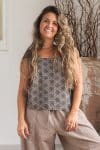 Womens Tops, 100% Cotton, Hand Block Print, Summer. Lola in earthy tones, Dandelion.