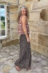 Womens, Lola blouse, sleevesless, & Apanna Pants, 100% cotton, hand block print. In Nutmeg & Stella