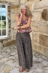 Womens, Lola blouse, sleevesless, & Apanna Pants, 100% cotton, hand block print. In Nutmeg & Stella