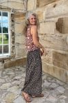 Womens, Lola blouse, sleevesless, & Apanna Pants, 100% cotton, hand block print. In Nutmeg & Stella