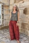 Womens, Apanna Pants, 100% cotton, hand block prints, in natural Natural Red - Henna Floret
