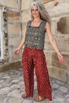 Womens, Apanna Pants, 100% cotton, hand block prints, in natural Natural Red - Henna Floret