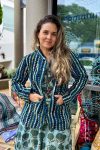 Womens, Tilbra Jacket, long sleeve, 100% cotton corduroy, hand block print. In natural earthy forest tones. Lazulite