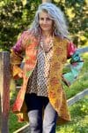 Womens, Tundra Kantha Duster, reversible, handmade from 100% cotton recycled Vintage fabrics, in Karru