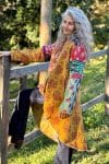 Womens, Tundra Kantha Duster, reversible, handmade from 100% cotton recycled Vintage fabrics, in Karru