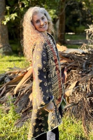 Womens, Tundra Kantha Duster, reversible, handmade from 100% cotton recycled Vintage fabrics, in Talara