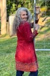 Womens Persian Luxe Coat, hand embroidered, red cranberry