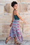 Womens, Coco Skirt, 100% cotton, hand block print. In watermelon pink & grey - Floria