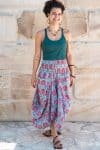 Womens, Coco Skirt, 100% cotton, hand block print. In watermelon pink & grey - Floria