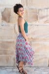 Womens, Coco Skirt, 100% cotton, hand block print. In watermelon pink & grey - Floria
