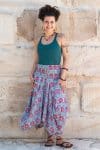 Womens, Coco Skirt, 100% cotton, hand block print. In watermelon pink & grey - Floria