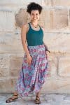 Womens, Coco Skirt, 100% cotton, hand block print. In watermelon pink & grey - Floria