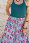 Womens, Coco Skirt, 100% cotton, hand block print. In watermelon pink & grey - Floria