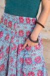 Womens, Coco Skirt, 100% cotton, hand block print. In watermelon pink & grey - Floria