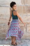 Womens, Coco Skirt, 100% cotton, hand block print. In watermelon pink & grey - Floria
