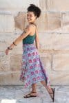Womens, Coco Skirt, 100% cotton, hand block print. In watermelon pink & grey - Floria