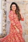Womens, midi, Flamenco Dress, 100% Cotton, hand block print. Reverie