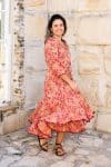 Womens, midi, Flamenco Dress, 100% Cotton, hand block print. Reverie