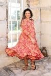 Womens, midi, Flamenco Dress, 100% Cotton, hand block print. Reverie