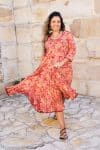 Womens, midi, Flamenco Dress, 100% Cotton, hand block print. Reverie