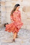 Womens, midi, Flamenco Dress, 100% Cotton, hand block print. Reverie