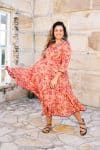 Womens, midi, Flamenco Dress, 100% Cotton, hand block print. Reverie