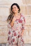 Womens, midi, Flamenco Dress, 100% Cotton, hand block print. in autumn floral - Roshan