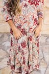Womens, midi, Flamenco Dress, 100% Cotton, hand block print. in autumn floral - Roshan