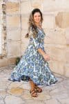 Womens, midi, Flamenco Dress, 100% Cotton, hand block print. in Alora