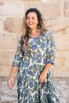 Womens, midi, Flamenco Dress, 100% Cotton, hand block print. in Alora