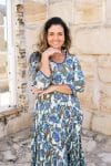 Womens, midi, Flamenco Dress, 100% Cotton, hand block print. in Alora