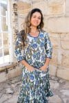Womens, midi, Flamenco Dress, 100% Cotton, hand block print. in Alora