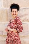 Womens, midi, Flamenco Dress, 100% Cotton, hand block print. Natural Rustic Red Rubira