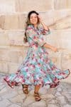 Womens, midi, Flamenco Dress, 100% Cotton, hand block print. Vaya