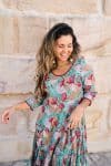 Womens, midi, Flamenco Dress, 100% Cotton, hand block print. Vaya
