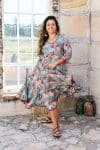 Womens, midi, Flamenco Dress, 100% Cotton, hand block print. Vaya