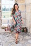 Womens, midi, Flamenco Dress, 100% Cotton, hand block print. Vaya
