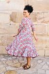 Womens, midi, Flamenco Dress, 100% Cotton, hand block print. Floria