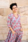 Womens, midi, Flamenco Dress, 100% Cotton, hand block print. Floria