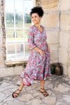 Womens, midi, Flamenco Dress, 100% Cotton, hand block print. Floria